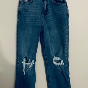 Forever 21 Distressed Denim Straight Leg Jeans